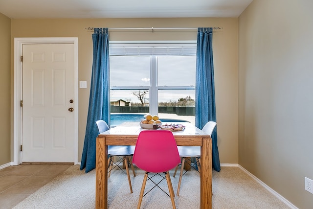 view of carpeted dining room