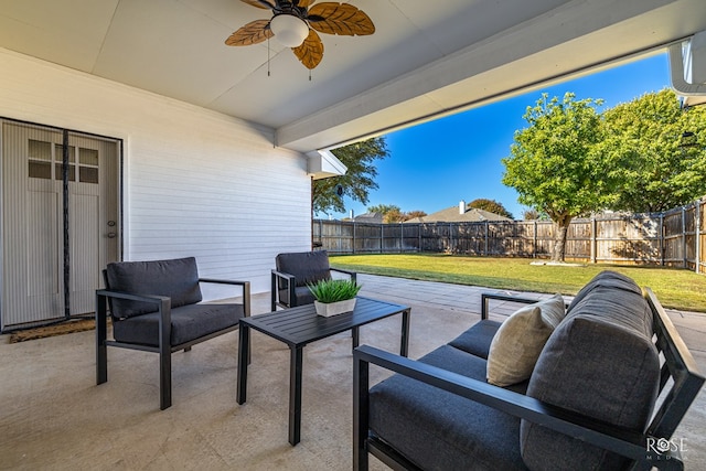 view of patio / terrace with outdoor lounge area and ceiling fan