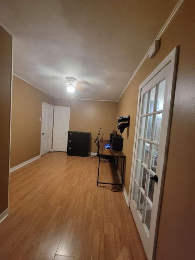 1811 Willow St, San Angelo, TX 76901 - office space with light wood-style flooring, ornamental molding, baseboards, and a ceiling fan