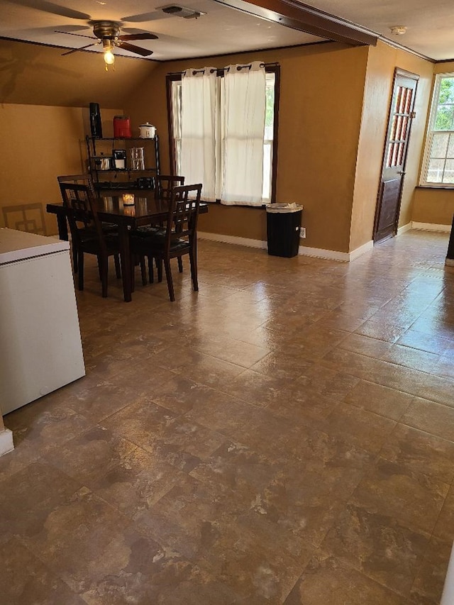 1811 Willow St, San Angelo, TX 76901 - dining room featuring a ceiling fan and baseboards