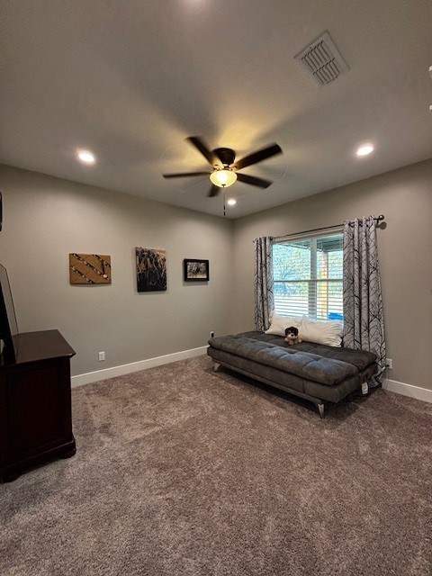 110 Vick Dr, Brownwood, TX 76801 - carpeted bedroom with ceiling fan and a textured ceiling