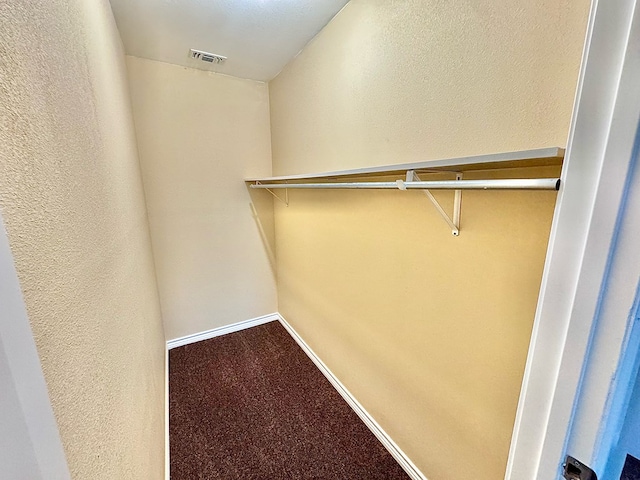 walk in closet featuring carpet flooring