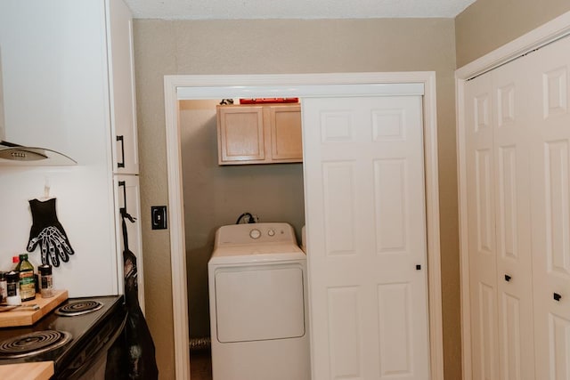 laundry room featuring cabinets and washer / clothes dryer