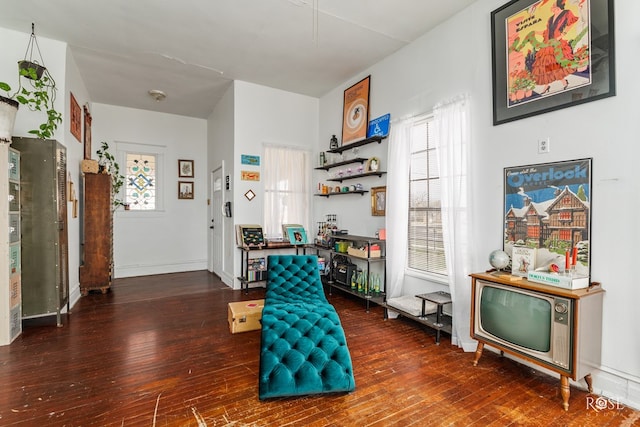 living area with wood-type flooring