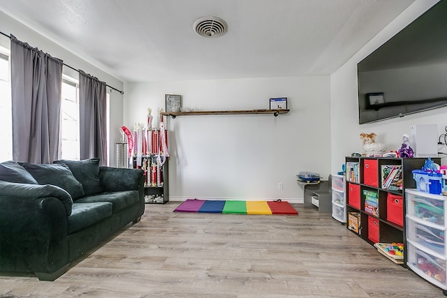 living room with light wood-type flooring