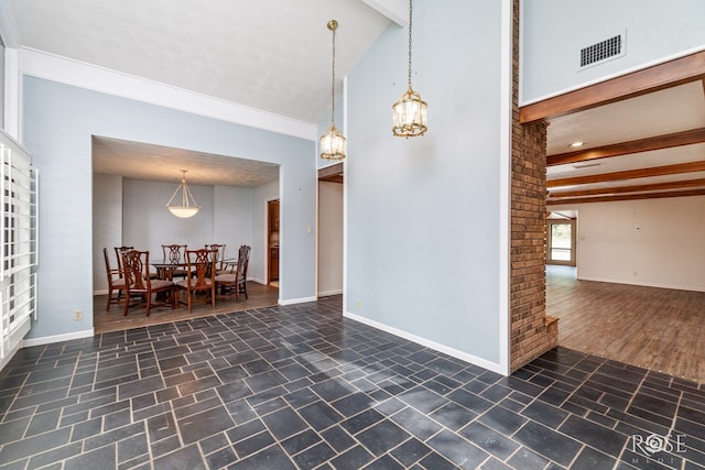 111 Manor St, Sonora, TX 76950 - dining space featuring baseboards and beamed ceiling