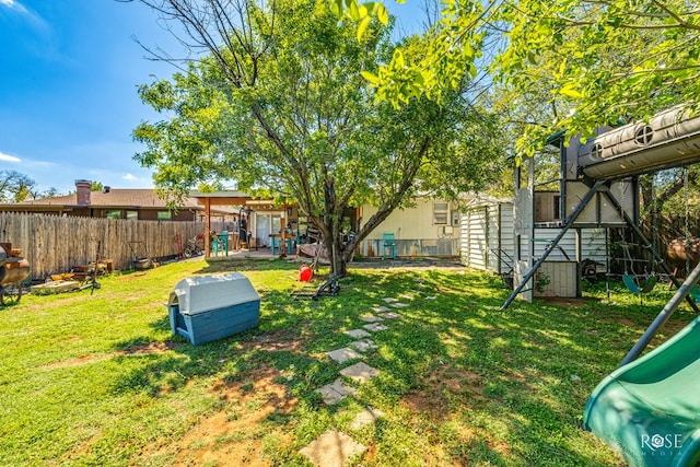 view of yard featuring a playground