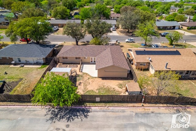 bird's eye view with a residential view
