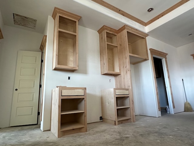 kitchen with open shelves