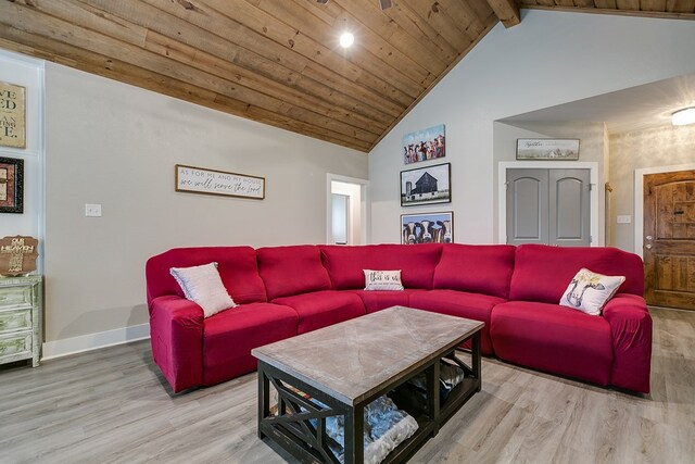 3406 Twin Mountain Dr, San Angelo, TX 76904 - living area with wood finished floors, high vaulted ceiling, and a wooden ceiling with exposed beams