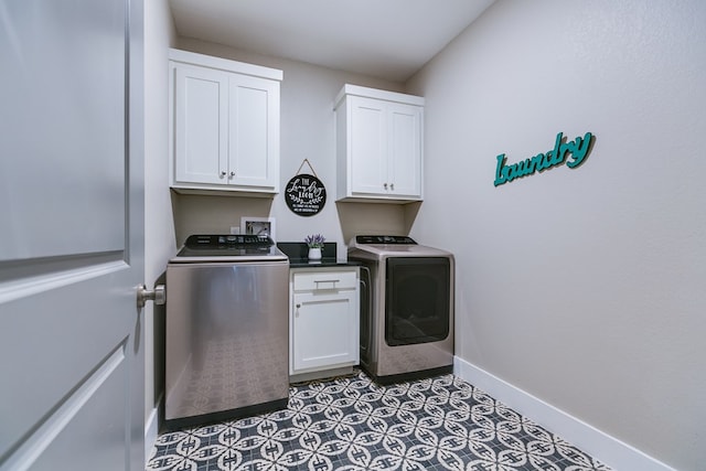 3406 Twin Mountain Dr, San Angelo, TX 76904 - laundry area featuring cabinet space and separate washer and dryer