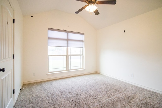 5806 Willeke Dr, San Angelo, TX 76904 - unfurnished room with carpet, vaulted ceiling, ceiling fan, and baseboards