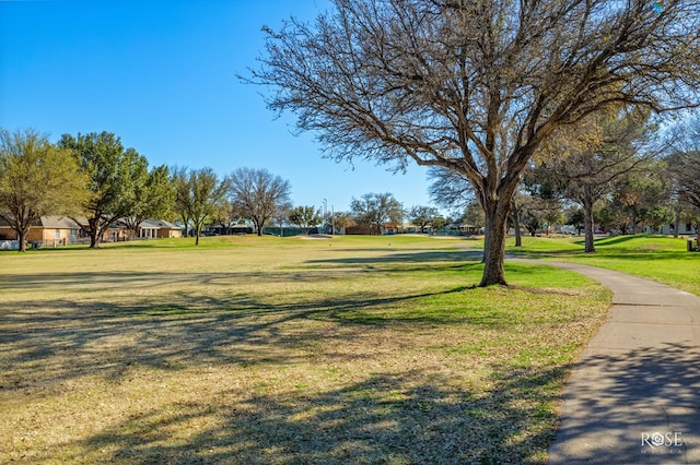 view of home's community with a yard