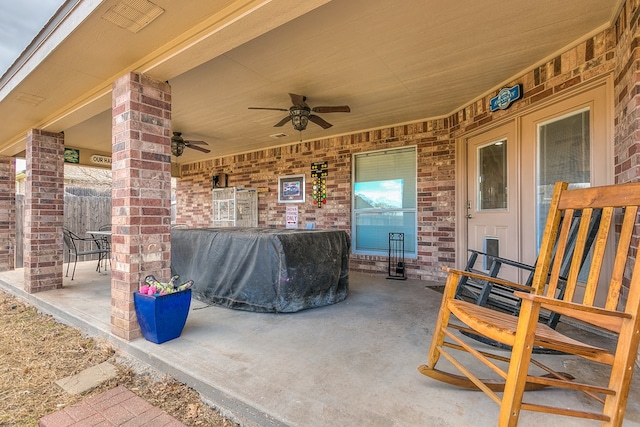 view of patio / terrace with ceiling fan