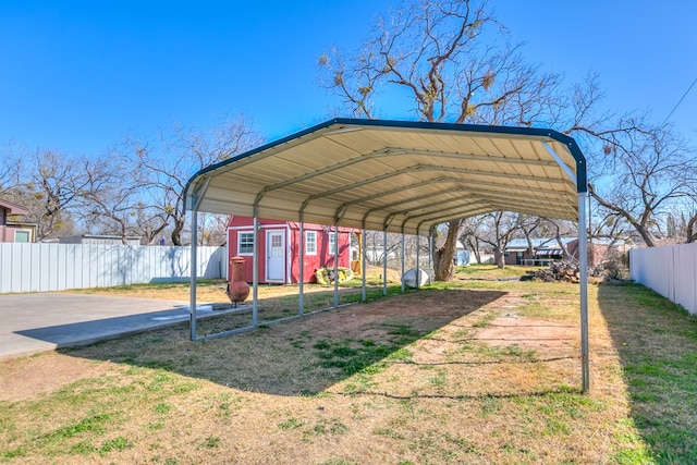 view of parking with a carport