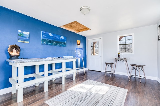 living room with dark wood-type flooring