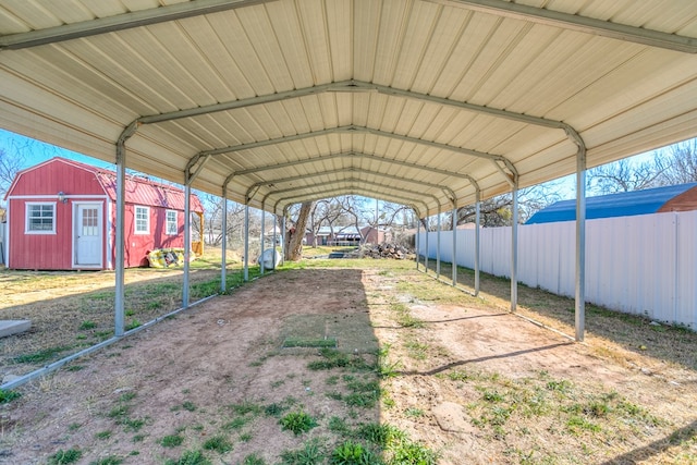 view of parking / parking lot featuring a carport