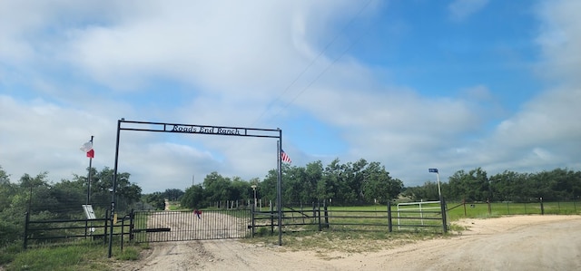 view of road with a rural view