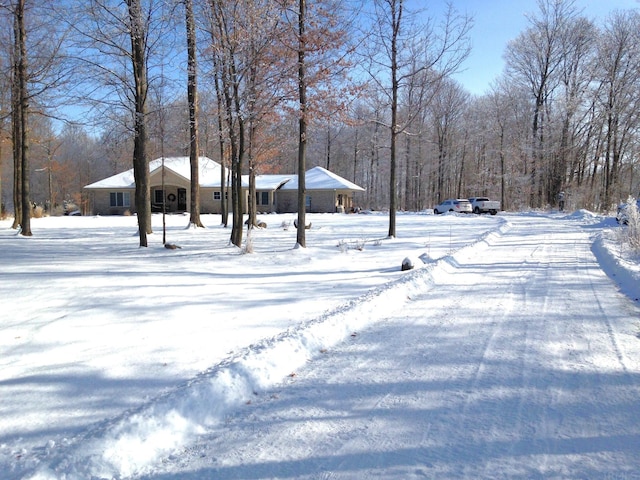 view of yard layered in snow