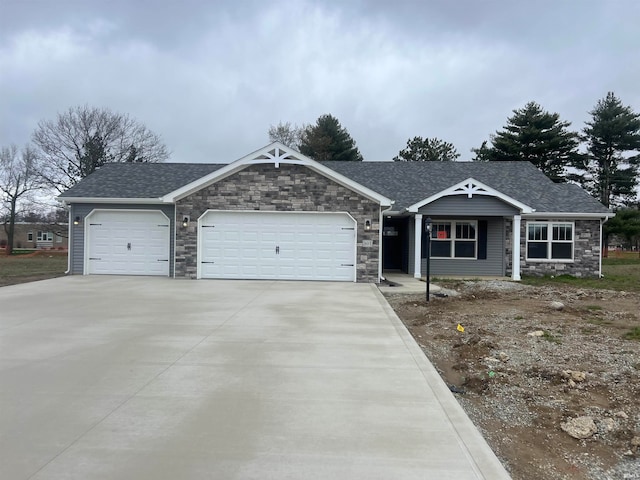 view of front of property with a garage