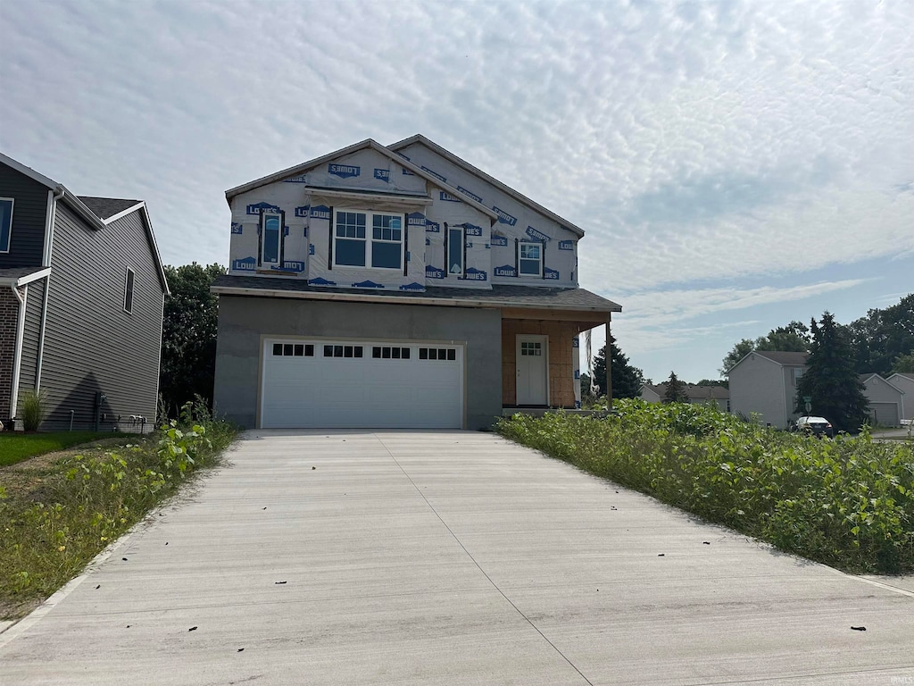 view of front of house with a garage