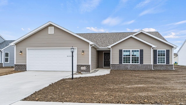 single story home with a garage