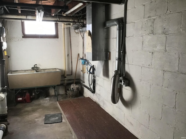 basement with sink