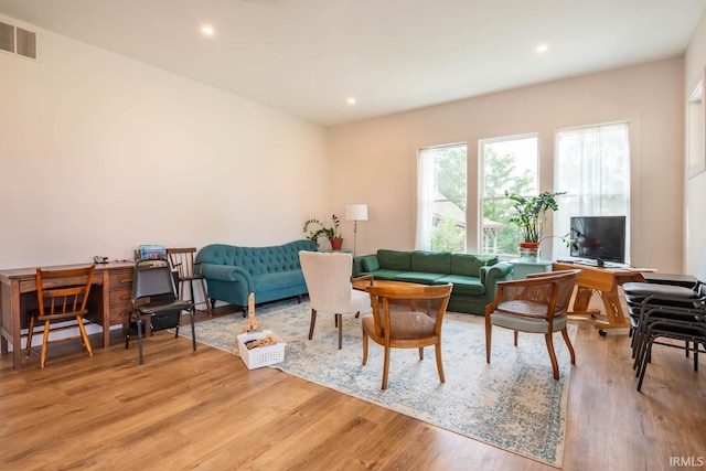 interior space with light hardwood / wood-style flooring