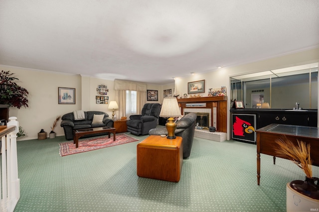 living room with carpet flooring