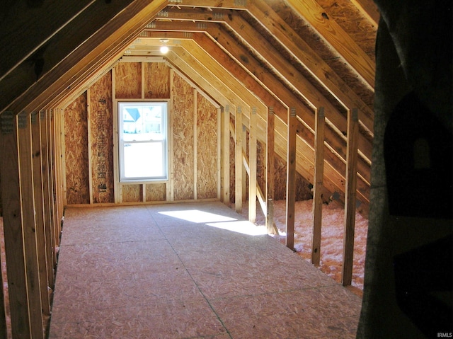 view of unfinished attic