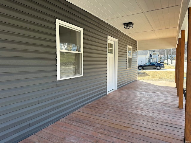 deck featuring covered porch