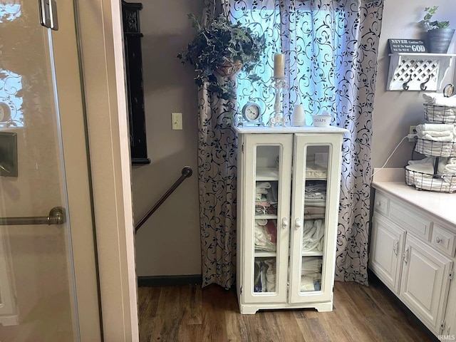 bathroom featuring wood-type flooring