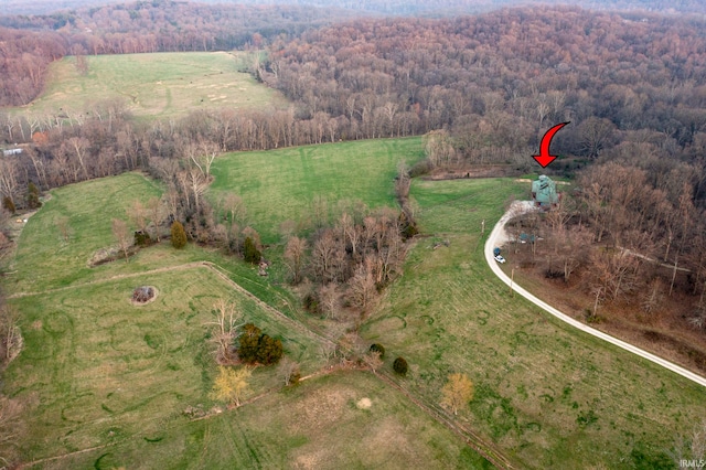 bird's eye view with a rural view