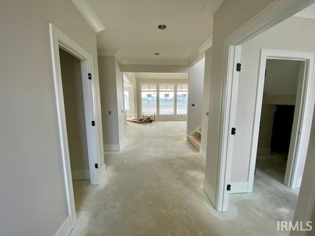 hallway with crown molding