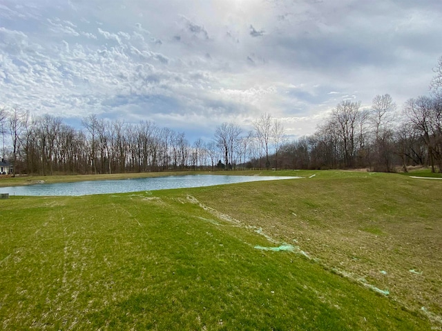 view of nearby features featuring a water view and a yard