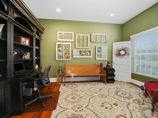 office area featuring dark hardwood / wood-style flooring