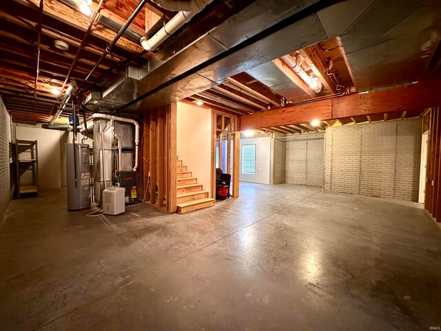 basement with electric water heater