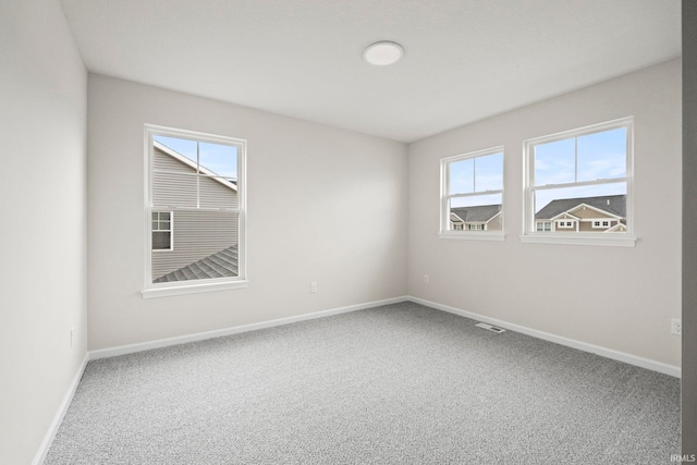 unfurnished room featuring light carpet and plenty of natural light