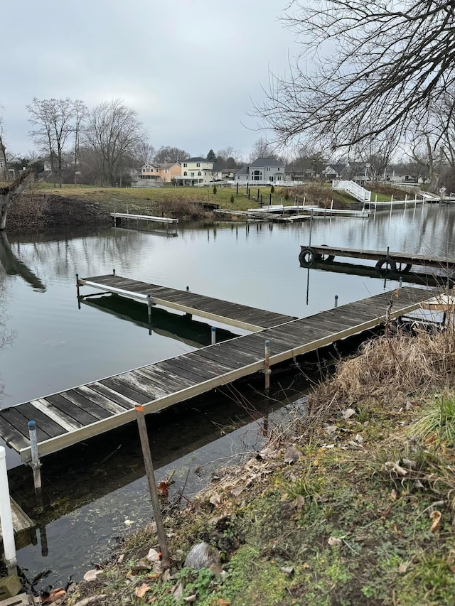 view of dock featuring a water view