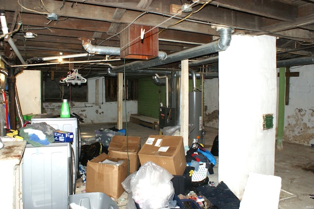 basement with water heater