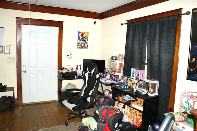 office area featuring wood-type flooring