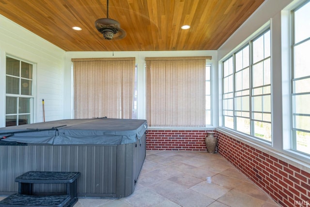 sunroom / solarium with wooden ceiling