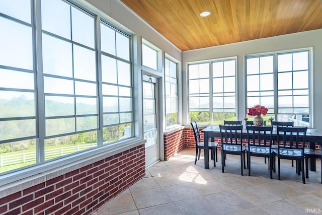 sunroom / solarium with wooden ceiling and plenty of natural light