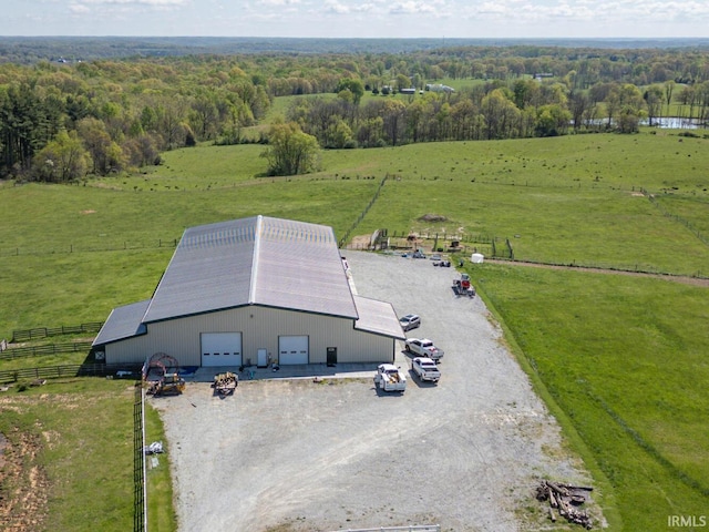 bird's eye view with a rural view