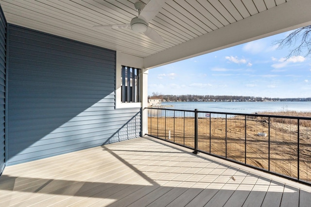 51 Ln 345 Crooked Lk, Angola, IN 46703 - wooden terrace with a water view and ceiling fan