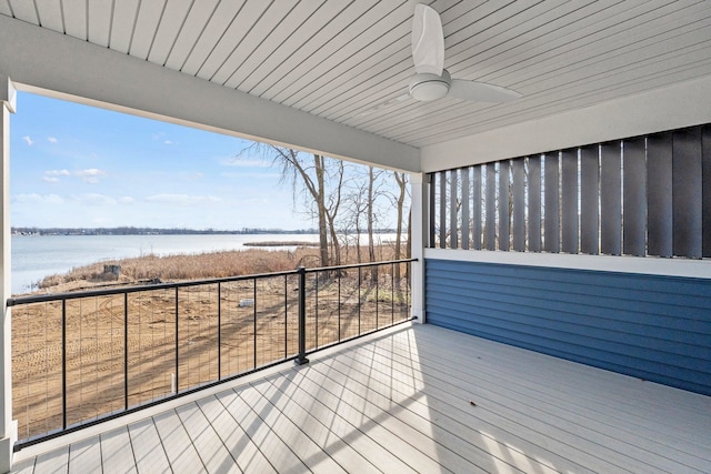 19 Ln 345 Crooked Lk, Angola, IN 46703 - wooden deck with a water view and ceiling fan