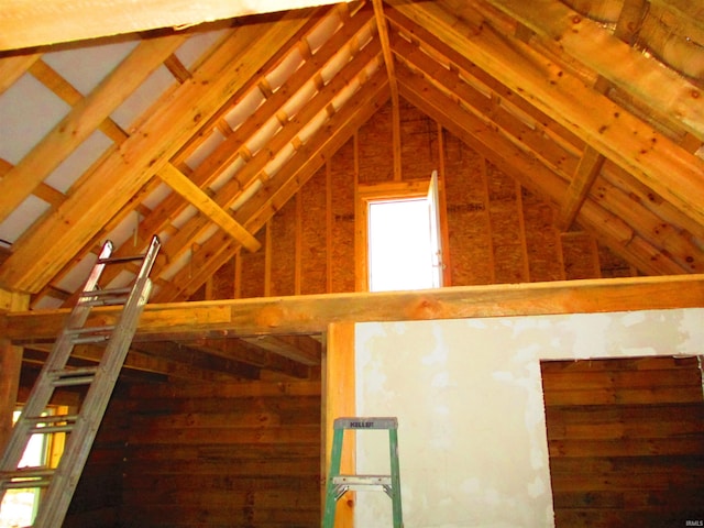 view of unfinished attic