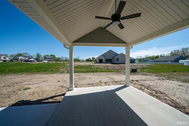 view of patio featuring ceiling fan