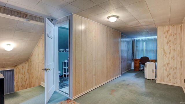 interior space with wooden walls