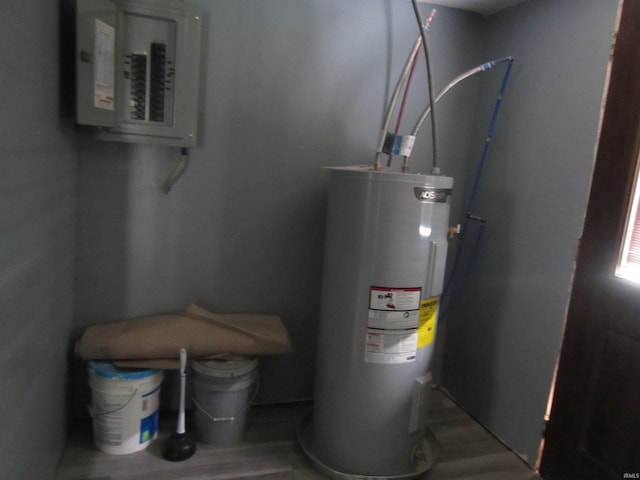 utility room with electric water heater